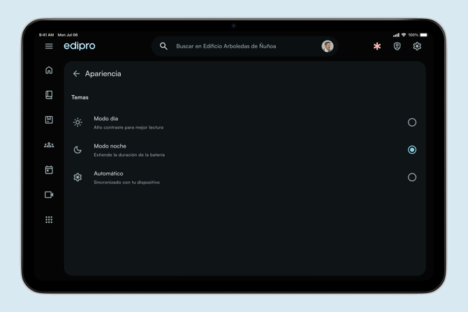 Modo Oscuro, Claro y Automático - App Conserjes